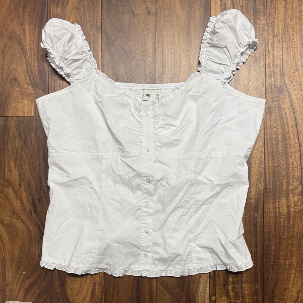 Hollister NWT XXL White Milkmaid Button-Front Women's Top